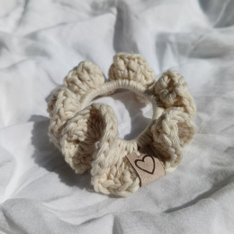 Scrunchie gumka do włosów (mini) - ecru